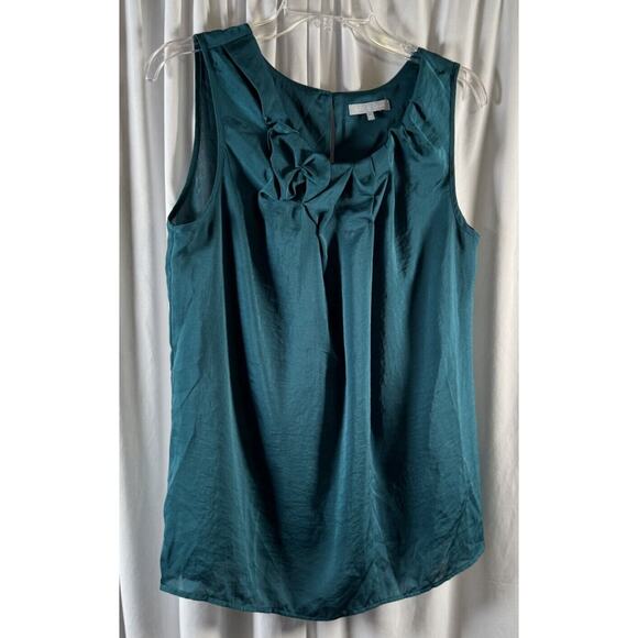 Violet & Claire Sleeveless Scrunched Front Blouse Teal M career preppy 73-46 - Picture 13 of 13